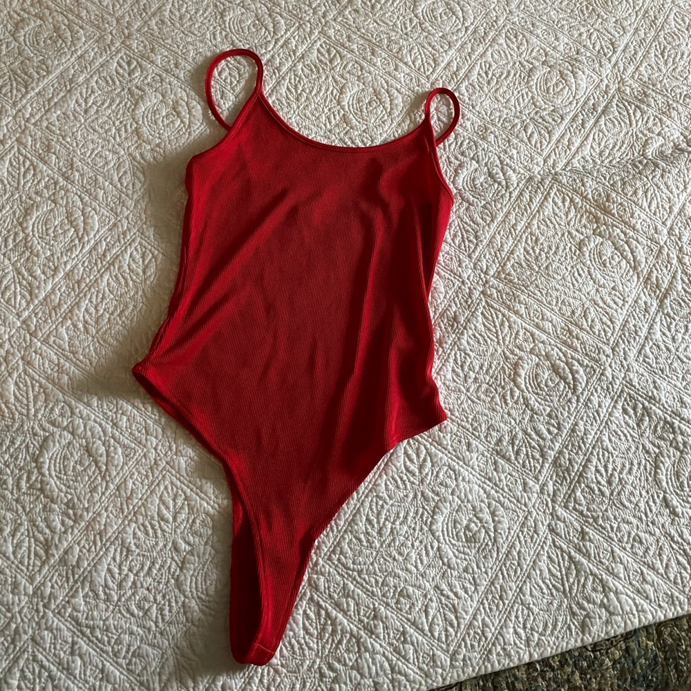Scarlet colored bodysuit